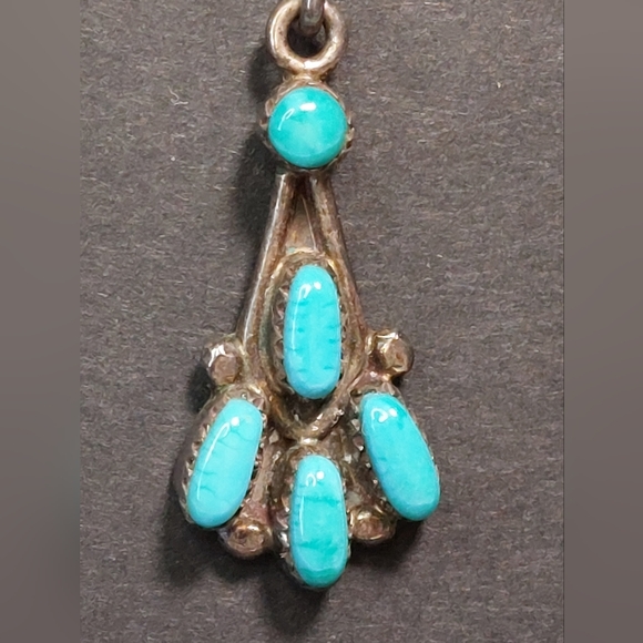 Turquoise Sterling Silver Dangle Earrings - Picture 3 of 11